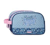 Movom Spring Vibes Kulturbeutel, Zwei Fächer, anpassbar, Marineblau, 26 x 16 x 10 cm, Polyester, 4,16 l