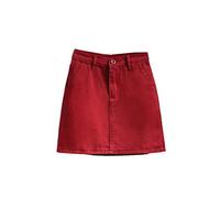 Mowaaey Frühling Sommer Plus Size Frauen Jeansrock Weiß Schwarz Rot Hohe Taille Damen Casual Tasche Hip A-Linie Kurze Jeans Röcke, rot, XXXXL