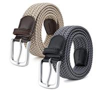MOZETO 2er Stretchgürtel für Herren und Damen, Unisex Elastisch Stoffgürtel Flechtgürtel 3,3cm breit