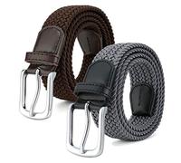 MOZETO 2er Stretchgürtel für Herren und Damen, Unisex Elastisch Stoffgürtel Flechtgürtel 3,3cm breit