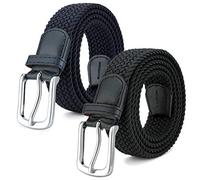MOZETO 2er Stretchgürtel für Herren und Damen, Unisex Elastisch Stoffgürtel Flechtgürtel 3,3cm breit