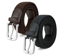 MOZETO 2er Stretchgürtel für Herren und Damen, Unisex Elastisch Stoffgürtel Flechtgürtel 3,3cm breit