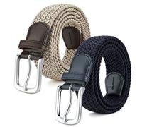MOZETO 2er Stretchgürtel für Herren und Damen, Unisex Elastisch Stoffgürtel Flechtgürtel 3,3cm breit