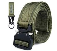 MOZETO Taktischer Gürtel, 2020 NEU Militär Gürtel, mit Schluesselhaken und Klettverschluss Schnellverschluss Geeignet, Gürtel für Outdoor, Arbeit, Militär, Freizeit, Jagen,2020. Armee Grün,M-125cm
