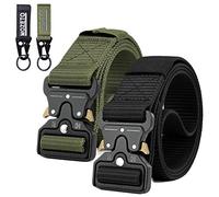 MOZETO Taktischer Gürtel, Unisex Militär Gürtel mit Schnellspanner Metallschnalle, Nylon Gürtel für Outdoor, Arbeit, Militär, Freizeit, Jagen - Gift Packaging,N. Schwarz+armee Grün, 2er pack,XL-153cm