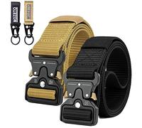 MOZETO Taktischer Gürtel, Unisex Militär Gürtel mit Schnellspanner Metallschnalle, Nylon Gürtel für Outdoor, Arbeit, Militär, Freizeit, Jagen - Gift Packaging,N. Schwarz+armee Gelb 2er pack,L-140cm