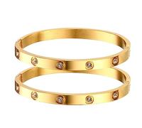 MPRAINBOW Gold-Armbänder für Frauen, 2 Stück, 18 Karat vergoldet, Zirkonia, Kristall, Freundschaftsarmband, Schmuck, Hochzeit, Party, Weihnachten, Geburtstag, Geschenke für sie, Freundin, Schwester