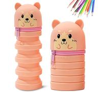 MPXEAVG 2 in 1 Weiche Silikontasche Kawaii Federmäppchen, Stiftetasche Buntstifte Marker, Cartoon Federmäppchen, Stand Up Federmäppchen, Niedliche Schulbedarf, Klappeimer (Kleiner Shiba Inu)