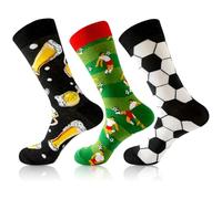 MPXEAVG 3 Paar happy socks herren, Lustige Socken Unisex, Größen 39-45, Fußballsocken, Neuheit Witzige Coole mit Fußball Motiv