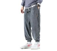 MQMYJSP Mann Herbst Winter Cord Jogginghose Männer Baggy Jogger Streetwear Casual Fleece Harem Hosen gray9 XL