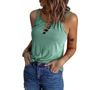 MQYXGS Einfarbige ärmellose Damen Weste lässig sexy Hohle Schulter Camisole Tunika Tops Hemden Bluse Camisole Cami V-Ausschnitt Weste Tank Top Verstellbarer Spaghettiträger sexy lockere Blusen S-XXL