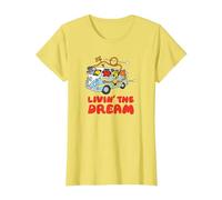Mr. Men Living The Dream Campervan Hippy 70's T-Shirt, Damen, Gelb, M