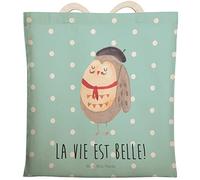 Mr. & Mrs. Panda Einkaufstasche Eule Frankreich - Geschenk, französisch, Beuteltasche, La vie est belle, Beutel, béret, Baumwolltasche, Owl,