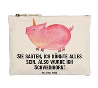 Mr. & Mrs. Panda Federmappe Einhorn Schwein Grösse XL Große - Geschenk, Englisch, Party, Kosmetiktasche, Etui, Kulturbeutel, Bauer, Waschtasche, Einhörner, Unicorn, Pouch, Stoffbeutel, Spruch