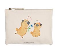 Mr. & Mrs. Panda kosmetiktäschchen Mops Verliebt Grösse XL Große - Geschenk, Knuffig, Kulturtasche, Schlampermäppchen, Etui, Hund, Kosmetiktasche, Liebe, Federtasche, Kulturbeutel, Sprüche