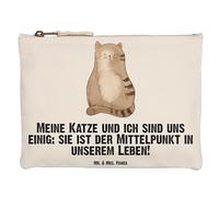 Mr. & Mrs. Panda Kulturbeutel Katze Sitzen Grösse XL Große - Geschenk, Federtasche, Cat, Cats, Herz, Beauty case, Familie, Stoffbeutel, Pouch, Kulturtasche, Katzen