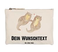 Mr. & Mrs. Panda Kulturtasche personalisiert Otter Hände halten Grösse XL Große - Personalisierte Geschenke, Verliebt, Seeotter, Liebe, Kosmetiktasche, Händchen, Personalisierter Kulturbeutel, Paar