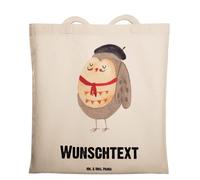Mr. & Mrs. Panda Personalisierte Stofftasche Eule Frankreich - Geschenke, Eulen, Shopper personalisiert, Beutel, La Vie Est Belle, Tasche, Stoffbeutel, Einkaufstasche, Spruch, Owl
