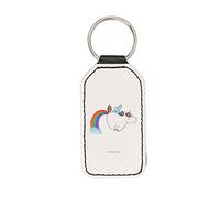 Mr. & Mrs. Panda Rechteckig Schlüsselanhänger Einhorn Fliegendes Pferd - Geschenk, Unicorn, Glitzer, Erwachsenwerden, Regenbogen, Einhorn Deko,