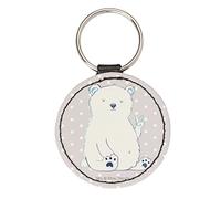 Mr. & Mrs. Panda Rund Schlüsselanhänger Eisbär Faul - Geschenk, Taschenanhänger, Teddybär, Glücksbringer, Teddy, Bürojob, Schutzengel, Arbeit