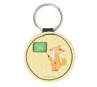Mr. & Mrs. Panda Rund Schlüsselanhänger Fuchs Lehrerin - Geschenk, Glücksbringer, Tiere, lustige Sprüche, Schutzengel, Tiermotive, Gute Laune,