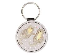 Mr. & Mrs. Panda Rund Schlüsselanhänger Otter Hände halten - Geschenk, Schutzengel, Taschenanhänger, Seeotter, verliebt, Glücksbringer, Fischotter,