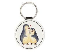 Mr. & Mrs. Panda Rund Schlüsselanhänger Pinguin umarmen - Geschenk, Glücksbringer, glücklich, Jahrestag, Schutzengel, Hochzeit, Taschenanhänger,