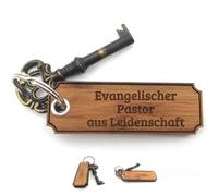 Mr. & Mrs. Panda Schlüsselanhänger Evangelischer Pastor - Geschenk, Berufsschule, Taschenanhänger, Abschied, Schenken, Beruf, Holz Schlüsselanhänger,
