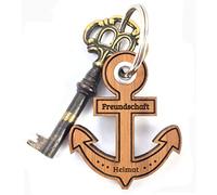 Mr. & Mrs. Panda Schlüsselanhänger Freundschaft - Geschenk, Anker, Schlüsselanhänger Holz, Geschenkidee, Anker Motiv, Holzschlüsselanhänger,