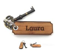 Mr. & Mrs. Panda Schlüsselanhänger Laura - Geschenk, Schenken, Glücksbringer, Gravur, Schlüsselanhänger aus Holz, Holz Schlüsselanhänger, Geschenke,