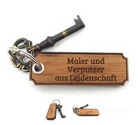 Mr. & Mrs. Panda Schlüsselanhänger Maler und Verputzer - Geschenk, Bachelor, Holz Schlüsselanhänger, Gravur, Taschenanhänger, Berufsausbildung,