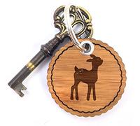 Mr. & Mrs. Panda Schlüsselanhänger Reh - Geschenk, Holz, Rehkitz, Hirsch, anhänger, Taschenanhänger, Waldtiere, Bambi, Wald, schlüssel