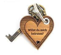 Mr. & Mrs. Panda Schlüsselanhänger Willst du mich heiraten? - Geschenk, verliebt, Herz, Verschenken, Taschenanhänger, Schlüsselanhänger aus Holz,