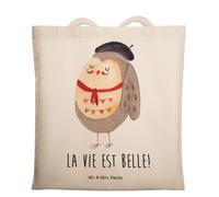Mr. & Mrs. Panda Shopper Eule Frankreich - Geschenk, Tote Bag, Tasche, Spruch, Französisch, Schultasche, Uni, Laptoptasche