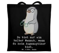 Mr. & Mrs. Panda Stofftasche Augenoptiker Herz - Geschenk, Jutebeutel, Strandtasche, Tasche, Eröffnung, Lustig, Optiker, Shopping, Tote Bag, Spruch, Schultasche