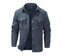 Mr.Stream Herren Karierte Flanellfutter Jacke Übergangsjacke Leicht Stehkragen Feldjacke Cargo Herbstjacke Snap Western Cowboy Jacken 3268 Blue M