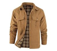 Mr.Stream Herren Karierte Flanellfutter Übergangsjacke Leicht Stehkragen Feldjacke Cargo Herbstjacke Snap Western Cowboy Jacken 3268 Yellow M