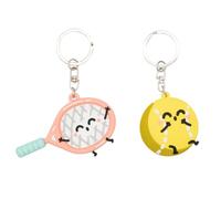 Mr. Wonderful Schlüsselanhänger-Set, Tennisschläger und Ball, personalisierbarer Schlüsselanhänger, Schlüsselbrett zum Verschenken, personalisierte Geschenke, 2 Stück, bunt, Estandar, Raquet und