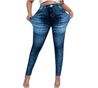 Mrat Damen-Jeans, Jeggings, Denim-Look, Skinny Fit, hohe Taille, Schlupfhose, gerades Bein, Hose, smart, lässig, Bootcut, dehnbar, Jegging, Bauchkontrolle, Jeans, Sale UK Größe S-2XL, Blau #01, XXL