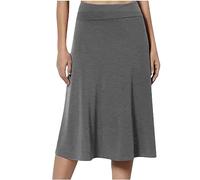 Mrat Damenrock, elastisch, hohe Taille, elegant, einfarbig, lässig, weich, figurbetont, Midi-Röcke, Sommer, Business, Bleistiftrock, A-Linie, einfarbig, Büro, Arbeit, Basic, Partykleider, S-3XL, Grau