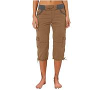Mrat Kurze Hose für Damen, Cargohose, Sommer, Capri-Jogger, Kordelzug, elastische Taille, 3/4-Hose, leger, leicht, bequem, Shorts für Laufen, Wandern, Workout, Camping, Wandern, Kaffee #04, XL