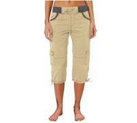 Mrat Kurze Hose für Damen, Cargohose, Sommer, Capri-Jogger, Kordelzug, elastische Taille, 3/4-Hose, leger, leicht, bequem, Shorts für Laufen, Wandern, Workout, Camping, Wandern, Khakigrün (04), S