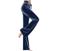 Mrat Samt-Hose für Damen UK Damen Elegante Gerade Bein Hosen mit Kordelzug Gemütlich Weich Jogger Sweathose Trainingsanzug-Unterteil Winter Warm Party Club Hochzeitsgast Einfarbige Velours Samt-Hose S