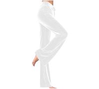 Mrat Samt-Hose für Damen UK Damen elegante gerade geschnittene Hose mit Kordelzug gemütliche weiche Jogger Sweathose Trainingsanzug Unterteil Winter warm Party Club Hochzeitsgast einfarbige Velours