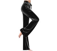 Mrat Samt-Hosen für Damen UK Damen elegante gerade geschnittene Hose mit Kordelzug gemütliche weiche Jogger Sweathose Trainingsanzug-Hose Winter warm Party Club Hochzeitsgast einfarbige Velours