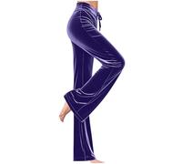 Mrat Samt-Hosen für Damen UK Damen elegante gerade geschnittene Hosen mit Kordelzug gemütliche weiche Jogger Sweathosen Trainingsanzug-Hosen Winter warm Party Club Hochzeitsgast einfarbige Velours