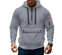 Mrat Taktische Hoodies für Herren, Cargo-Militärjacke, Herren, halber Reißverschluss, Sweatshirt, langärmelig, lässig, einfarbig, mit mehreren Taschen, Kapuzenpullover, leichte Mäntel, Outdoor