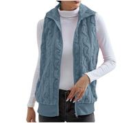 Mrat Teddy-Fleece-Weste für Damen, leicht, ärmellos, Oberbekleidung, Polar-weich, lässig, flauschige Weste mit Reißverschlusstaschen, flauschige Fleece-Weste, lockere und bequeme Sherpa-Weste,