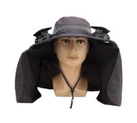 Mrisata Sonnenhüte für Männer mit 2 Solarweitkrempe Solar Fan Outdoor Wide Rand UPF 50+ Sonnenschutzmischhut - Abnehmbar und USB -Ladefächer