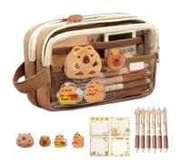 Mrltau Capybara Federmäppchen mit 6 Capybara Stifte & Capybara Kuscheltier & Capybara Sachen, 5 Schichten, Große Öffnung, Kawaii Capybara Mäppchen Aesthetic, Cute Capybara Pen Set